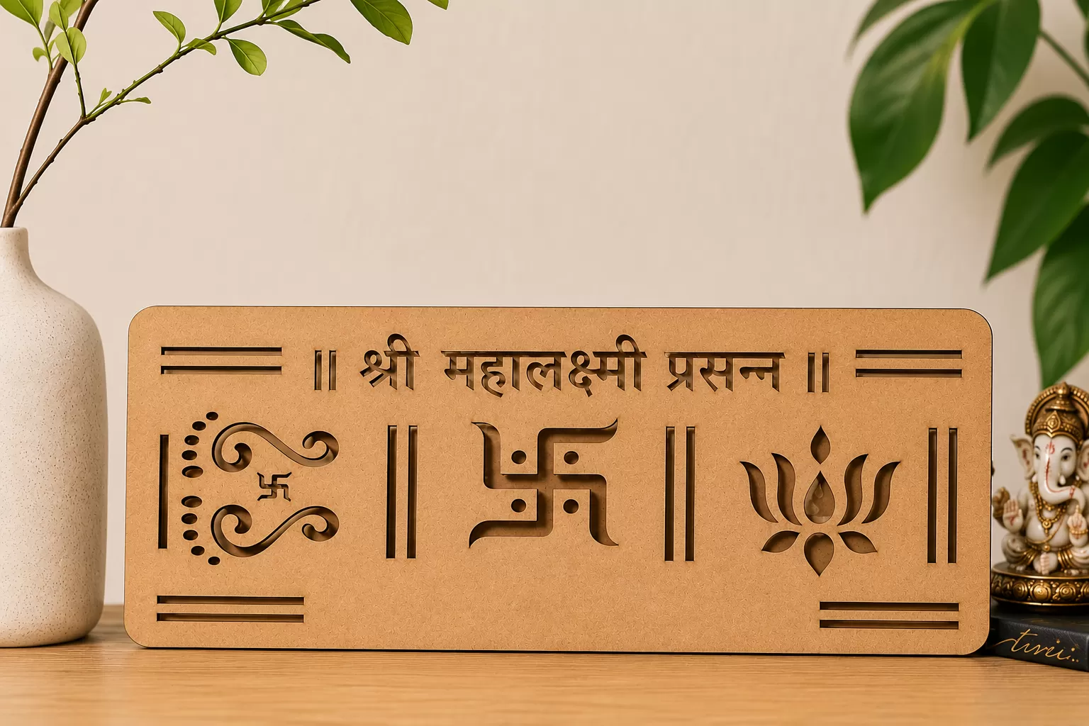Shubh Labh Wooden Wall Hanging – Laser Cut MDF Decorative Plaque